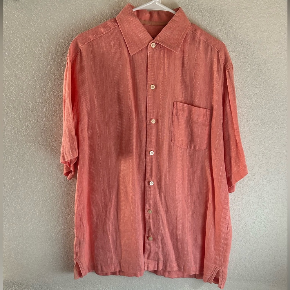 Men’s Linen Tommy Bahama Short Sleeve Button Down Shirt - Size L